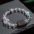 Natural white crystal ebony five warp bracelet handcrafted ethnic style unisex jewellery