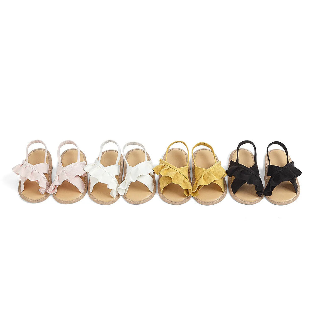 Baby girl toddler shoes soft bottom lace Velcro cotton cloth princess style white pink black yellow