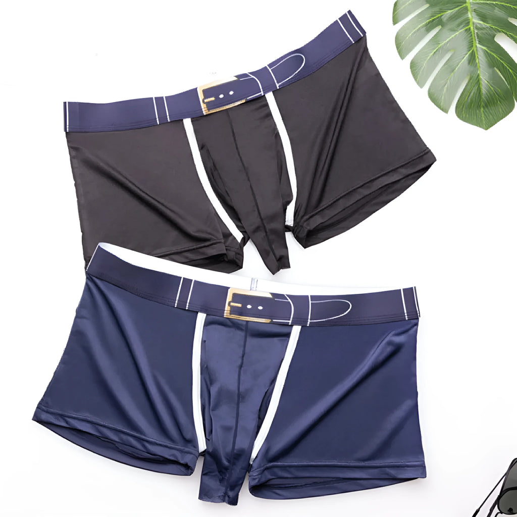 A pair of solid colour men's Ice Silk boxers with a mid waist, shown in one of the six available colours.