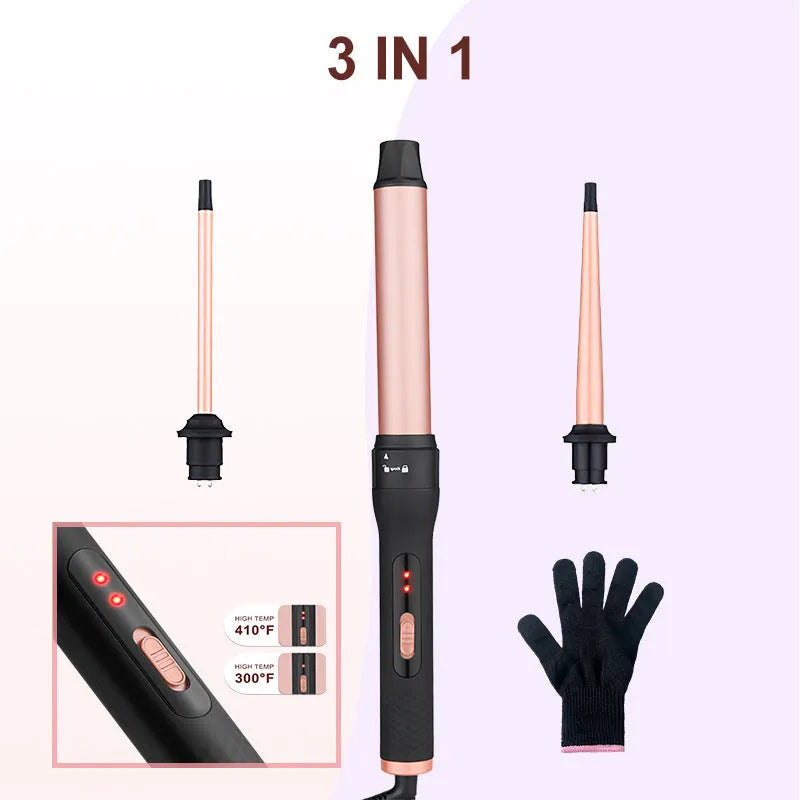 Three-tube water wave hair curler styling tool with curly and straight hair functions