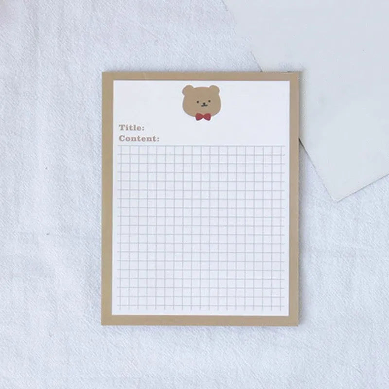 Avocado bear cartoon sticky note book with 30 pages in small or large size options