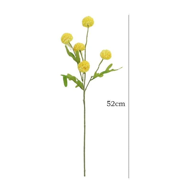 5-head silk dandelion chrysanthemum fake flower ornament in white for wedding decor and photography props