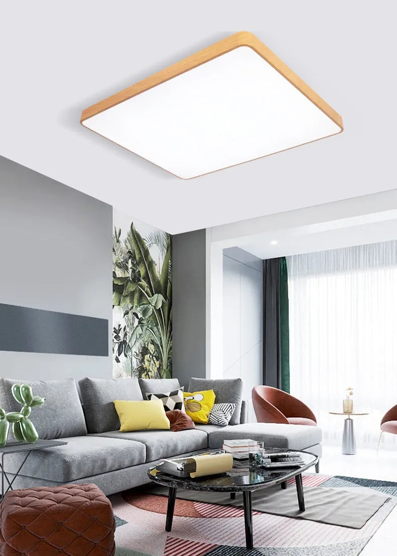 Nordic LED Wood Grain Colour Simple Modern Iron Art Bedroom Light with Electrodeless Dimming and Tmall Genie Smart Control for Study