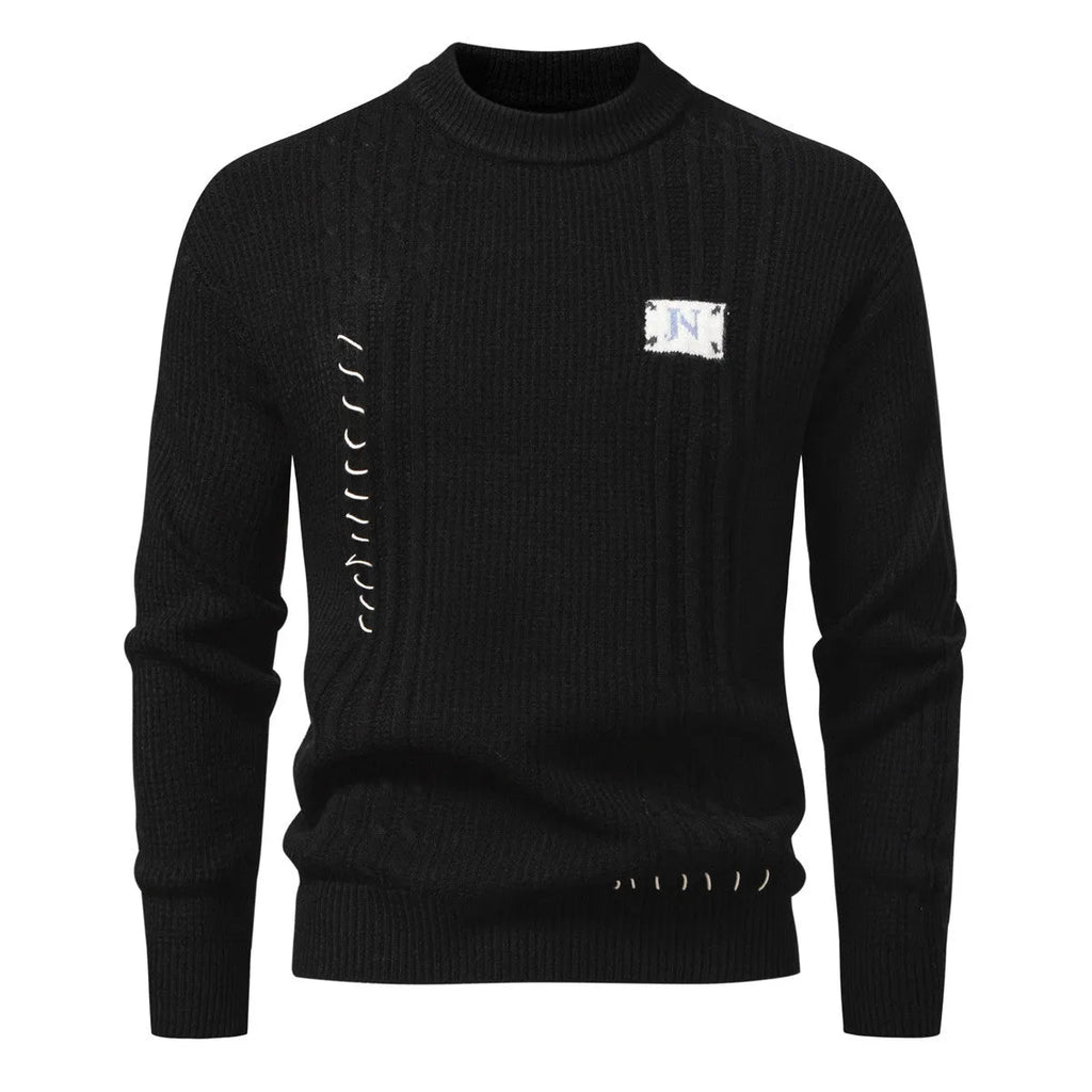 Men's loose fit pullover sweater in beige, Modal and rabbit hair blend, ribbed hem, available in sizes M to 3XL