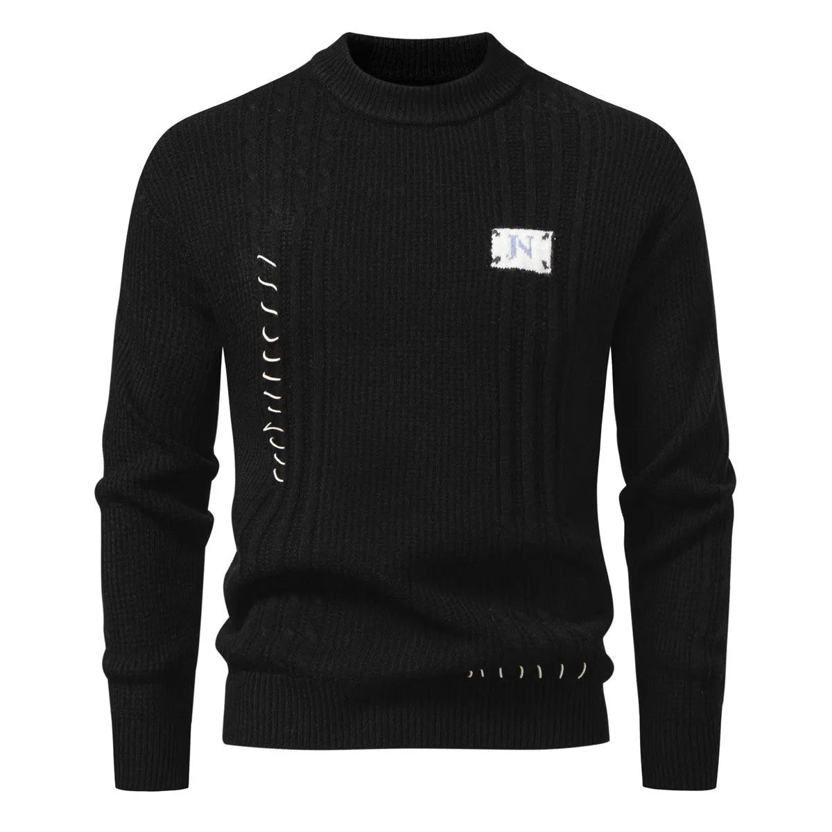 Men's loose fit pullover sweater in beige, Modal and rabbit hair blend, ribbed hem, available in sizes M to 3XL