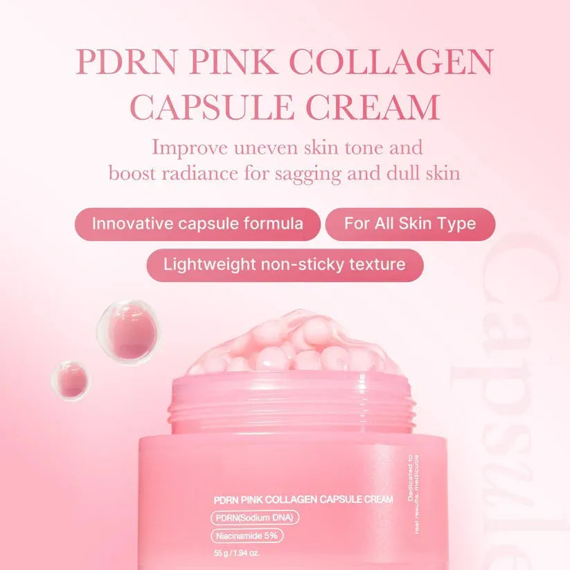 Pink collagen capsule cream moisturising nourishing face cream universal skin type fish roe cream style
