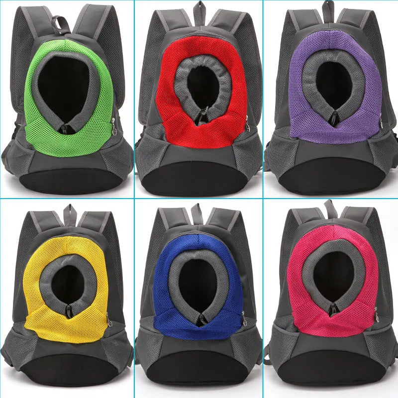 Breathable nylon pet backpack for small dogs and cats, classic solid colour, available in multiple colours.