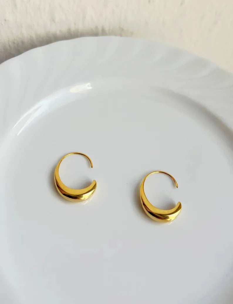 Gold and silver alloy earrings with snake design and electroplated finish
