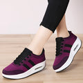 Women's solid colour platform casual shoes with pointed toe, flyknit upper, and vulcanised sole.
