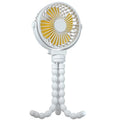 Black portable clip fan with flexible tripod legs and 2000mAh battery for USB charging