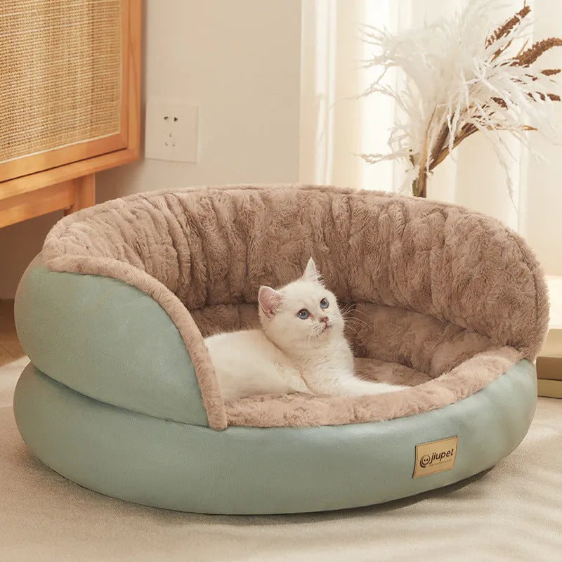 Four seasons universal sofa dog kennel in green with matching blanket, cloth material, M size