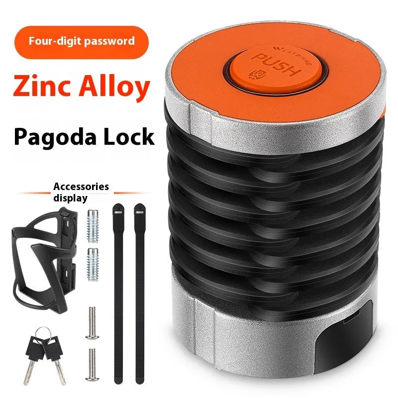Black bicycle fliplock password anti-theft folding lock for mountain bikes and electric cars.