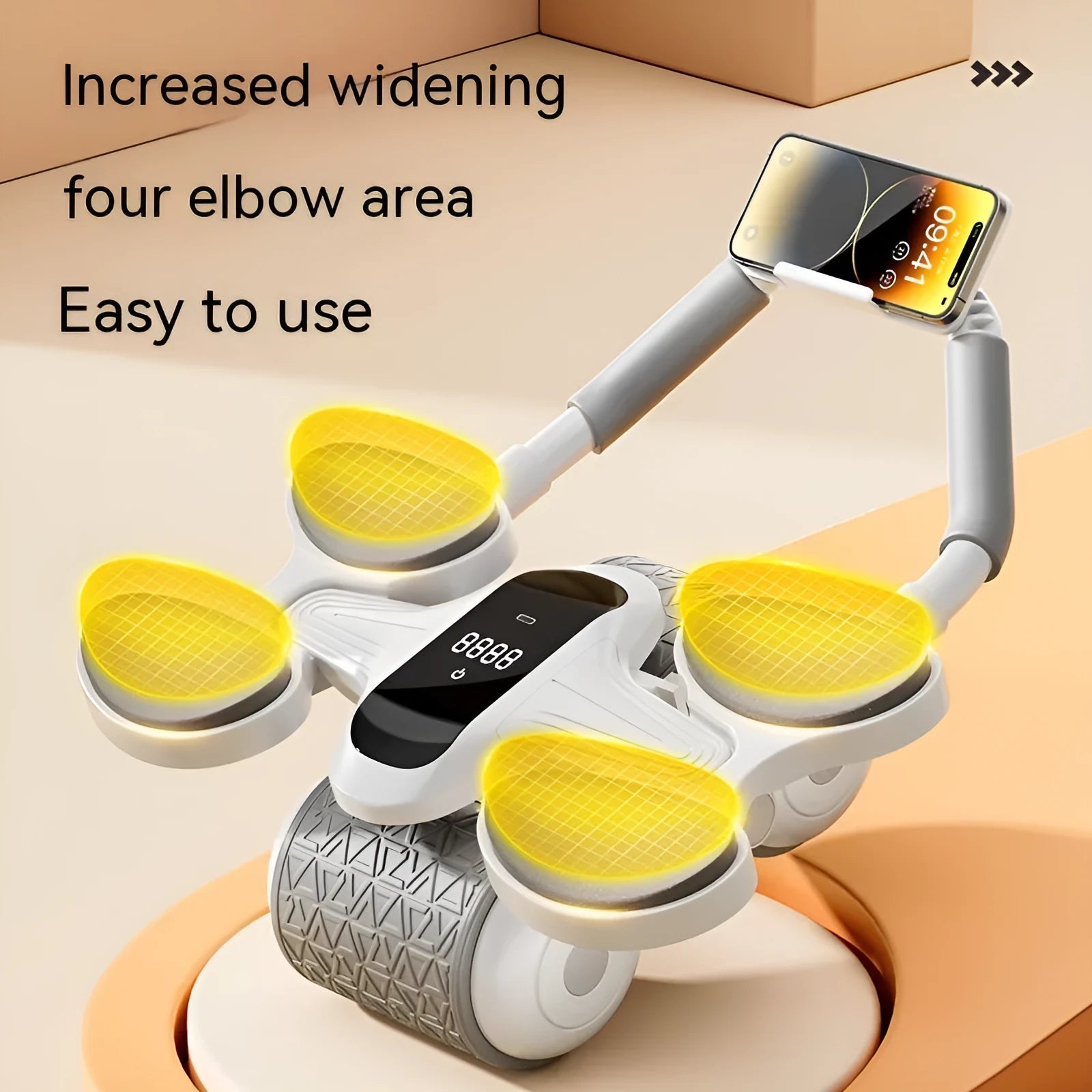 White household roller fitness equipment with LED timing display for abdominal workouts