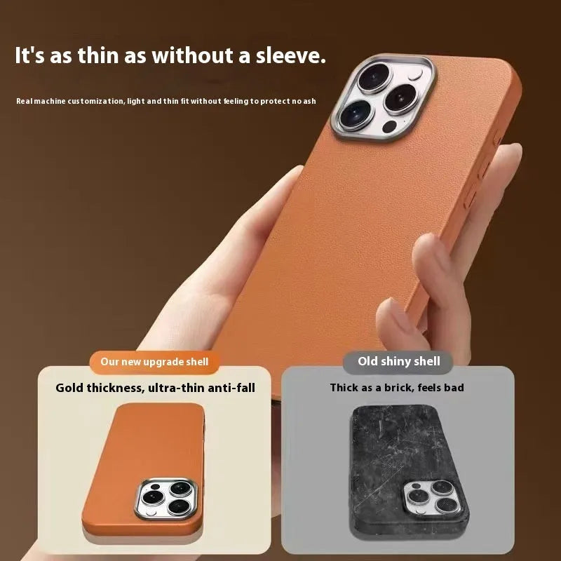 Plain leather pattern TPU phone case in black, grey or orange for Apple iPhone 11 to 16 Pro Max