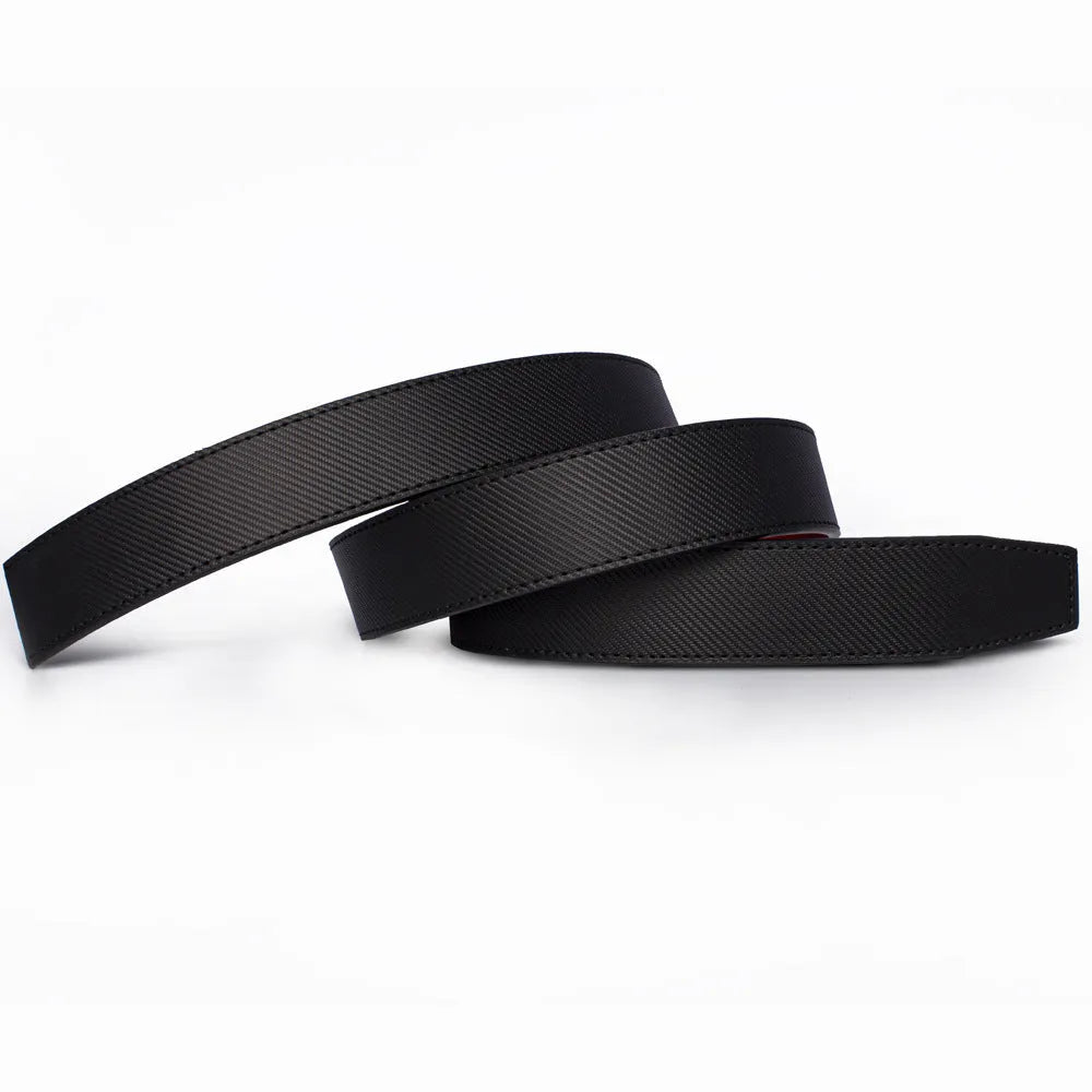 Men's automatic buckle genuine leather belt in business casual style, alloy buckle, plain colour