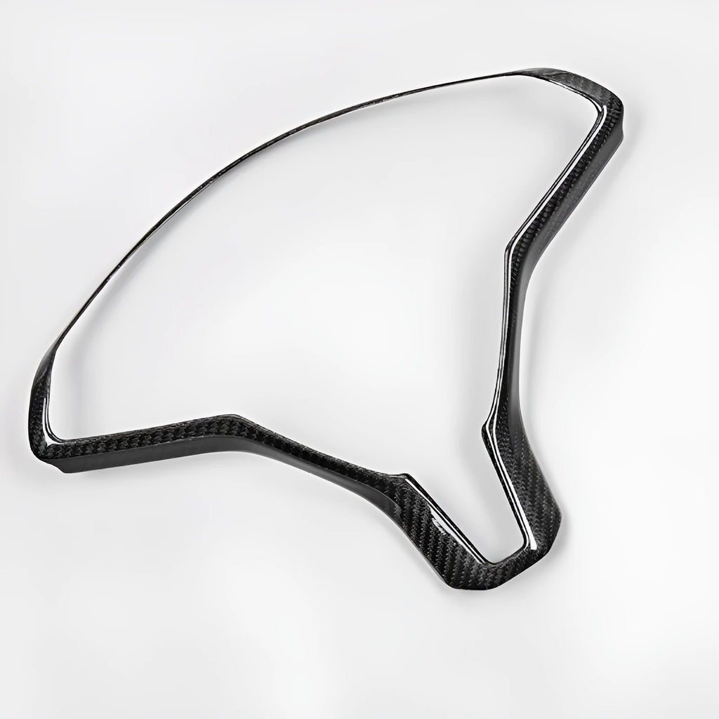 Black carbon fibre ABS plastic steering wheel decorative trim for Tesla Model S.