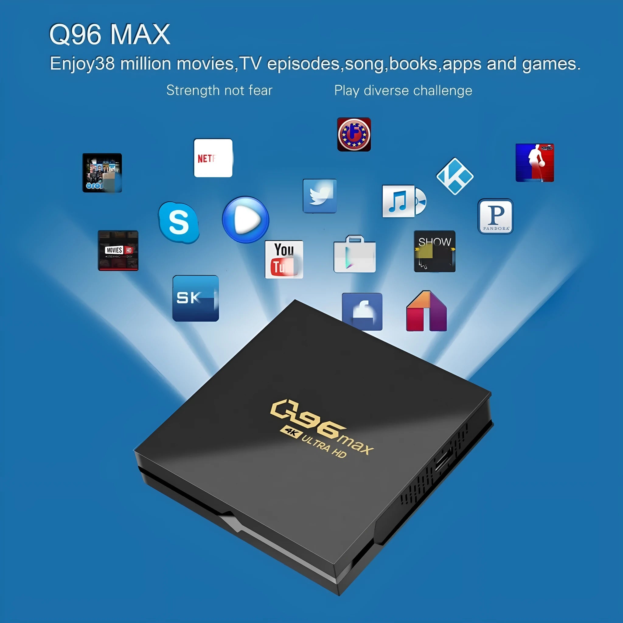 Q96 MAX S905 Android TV box set-top box with remote control and HDMI cable