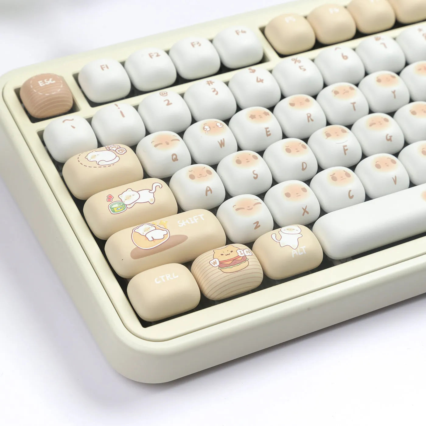 Steamed bread cat design mechanical keyboard keycap set with PBT construction and dye sublimation printing