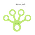 Five finger silicone pulling trainer grip ball in light green for hand strength exercise