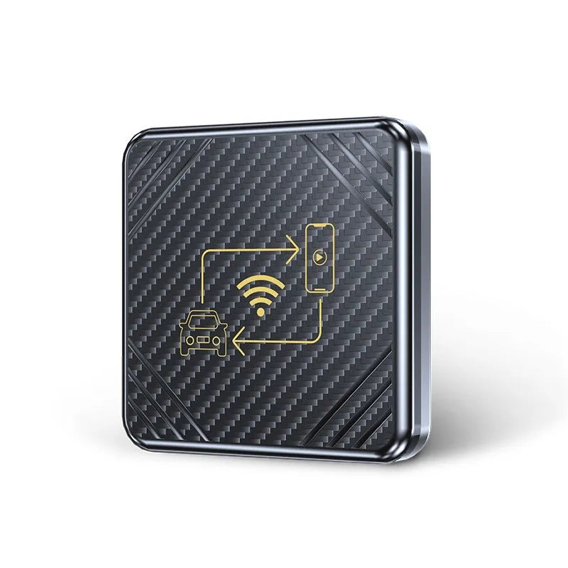 CarPlay to wireless adapter box for Android Auto with USB connection in gold and white colours