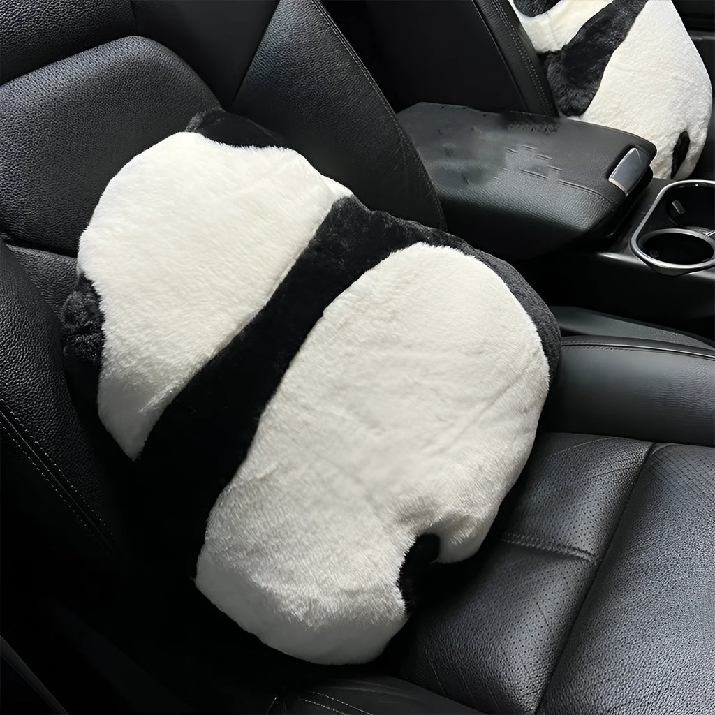 Cartoon panda automotive cushion with plush cover and pp cotton filler for car seating comfort