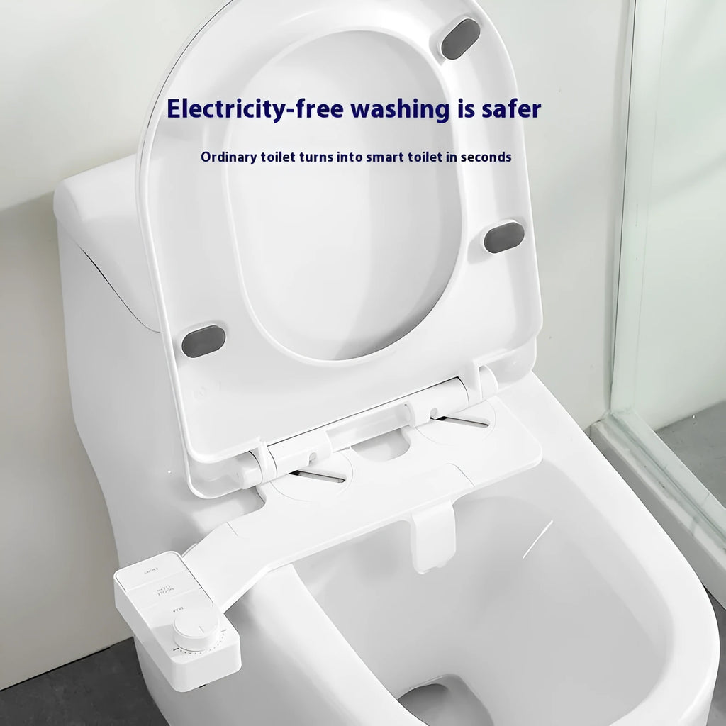 Pure white non-electric button wash rinser tool with detachable nozzle and copper fittings for shower installation.