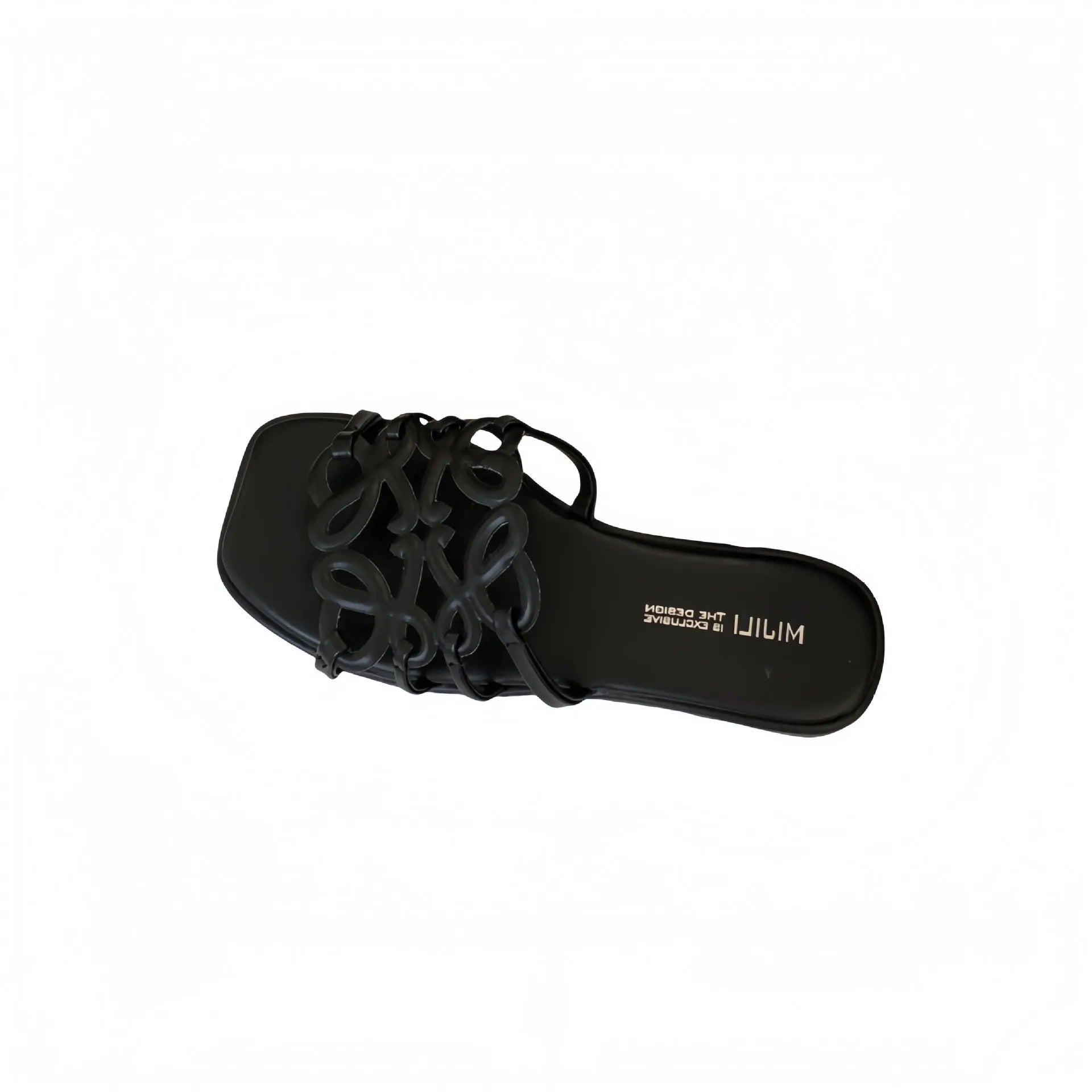 Women's flat Roman style hollow-out beach slippers in solid colour, PU leather upper, sizes 35-39