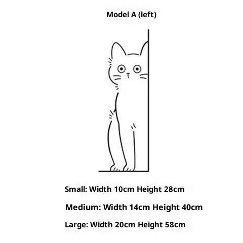Plane wall sticker with shy kitty pattern in black on white background, 28cm size for home living room decoration