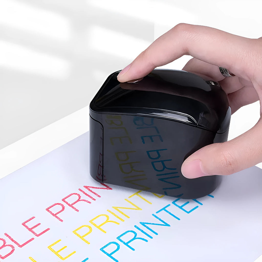 JT01 handheld mini printer in plastic casing with ink cartridge and Type-C cable