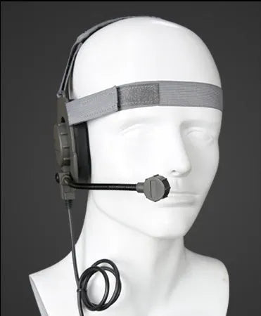 Outdoor field tactical 3-generation headset in nylon, head-mounted design, black colour