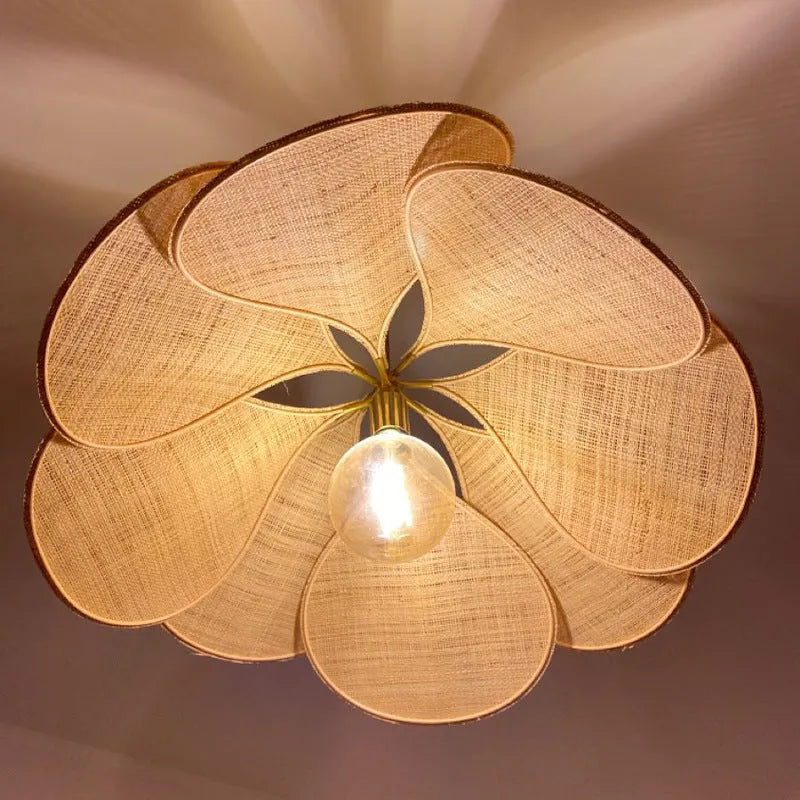Bohemian cloth-craft hanging ceiling chandelier lamp in a choice of colours and large diameters.