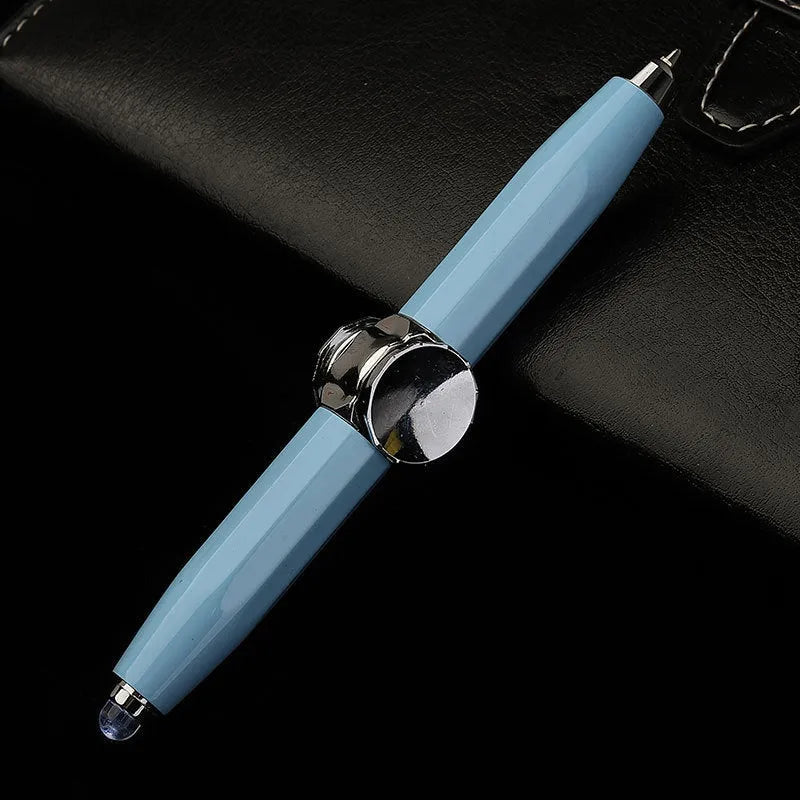 Metal LED gyro ballpoint pen, 10.5cm, oily ink, for office and school writing, refill colour options