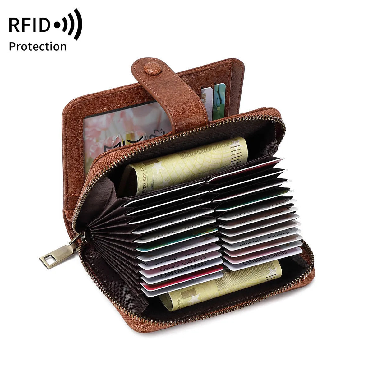 Leopard print small zip wallet with multifunctional compartments and retro design details