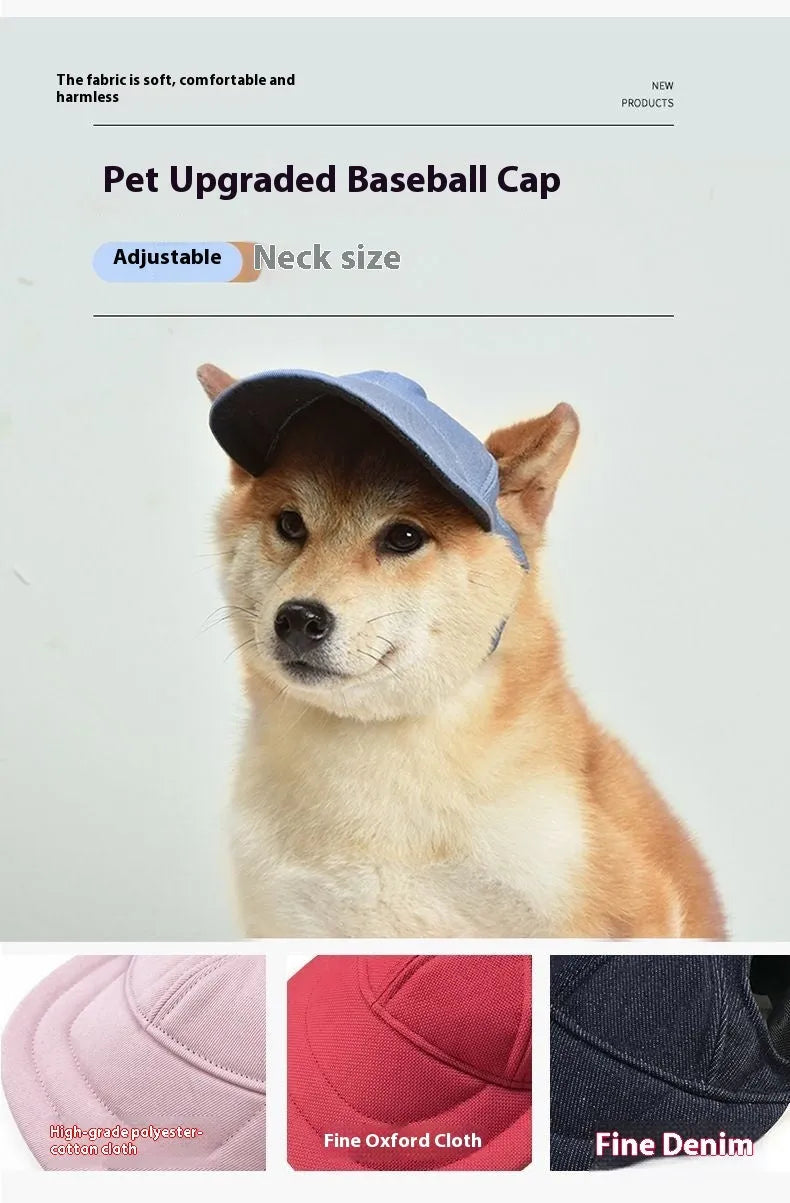 Multi-colour sun-proof polyester cotton and denim baseball cap for dogs and cats in pink, blue, and cowboy black
