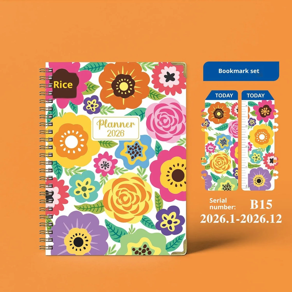 2026 English A5 coil diary notebook with paper cover in colour options B08 to B15