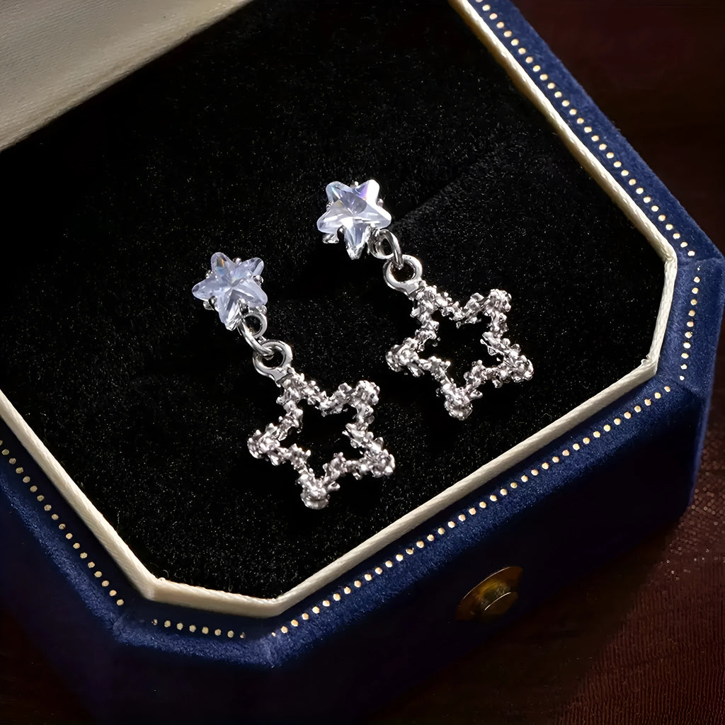 Special Interest sweet delicate alloy bow earrings in star colour for women