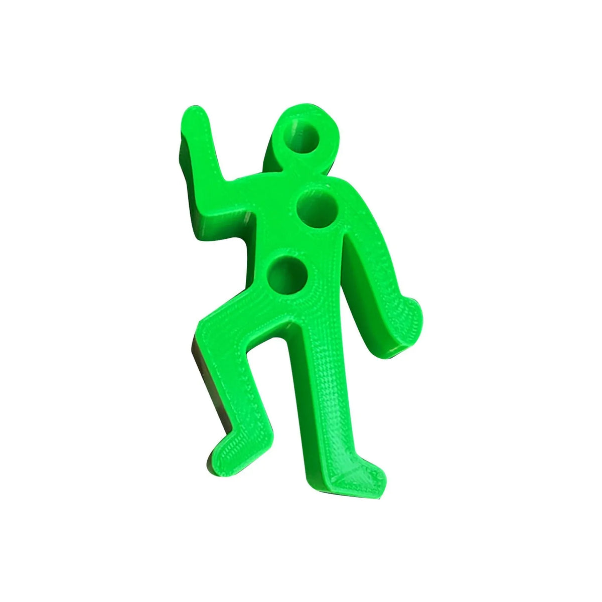 Funny crime scene humanoid pen holder in plastic, available in six colours, on a desk surface