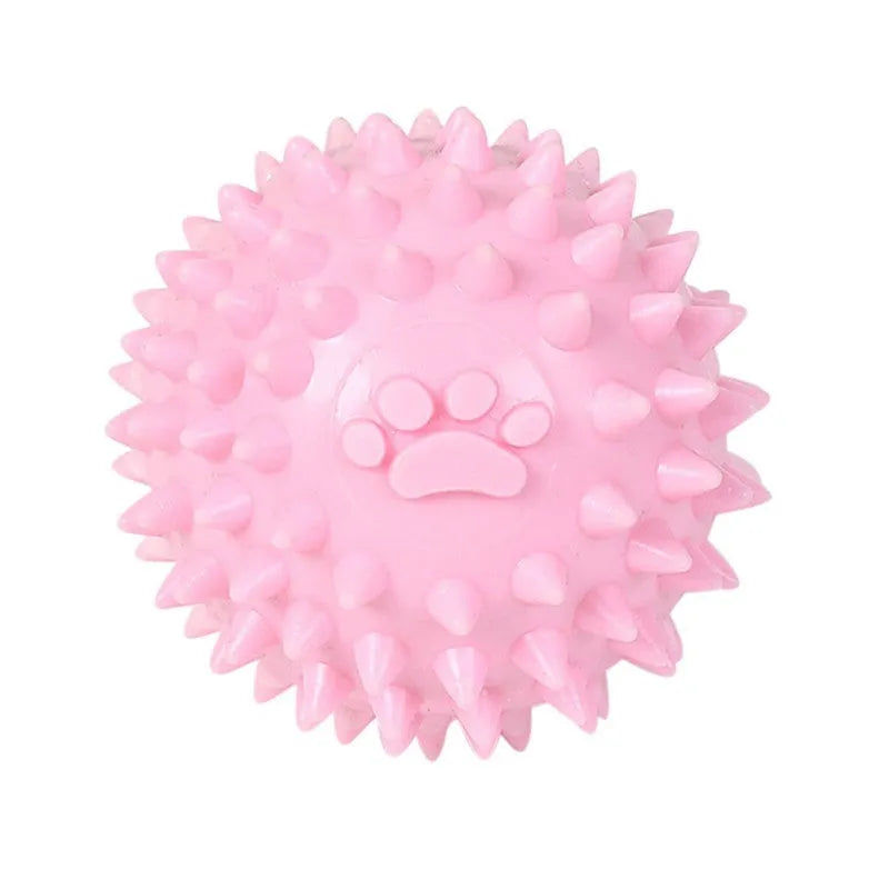 Blue TPR dog and cat chewing ball with footprint texture for tooth cleaning, 6cm diameter