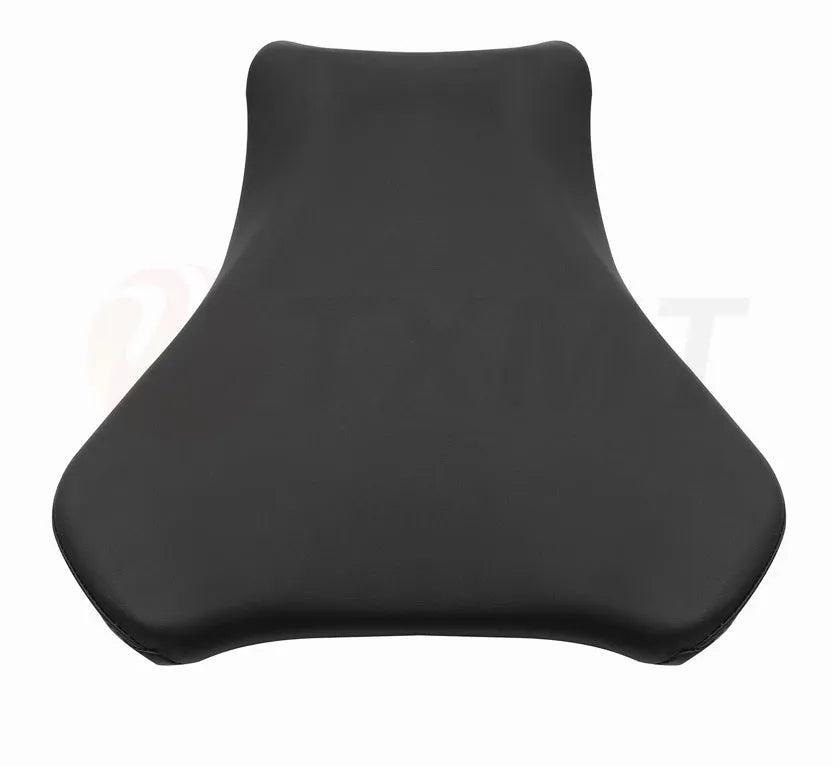 Suzuki GSXR1000 motorcycle with black PU leather seat covers fitted on front and rear seats.