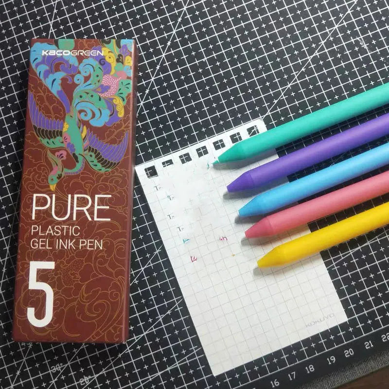Candy color gel pen set of 5, 0.5mm fine tip, plastic body, Morandi colour style