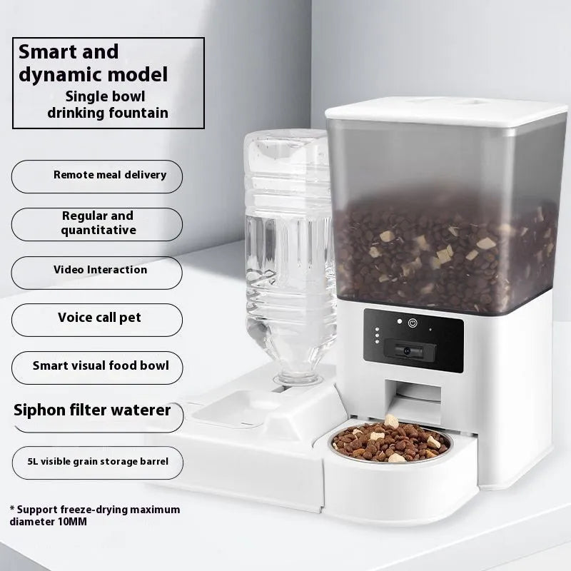 5 litre stainless steel single bowl pet intelligent feeder with multiple smart control model options
