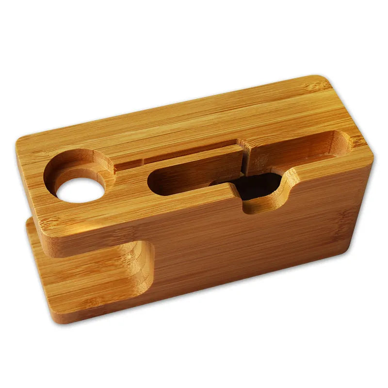 Bamboo smartphone stand 149mm desk organiser with carved wooden phone holder