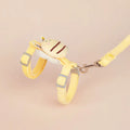 Bee-shaped adjustable cat lead with hand rope and shoulder strap in blue, pink, or yellow.