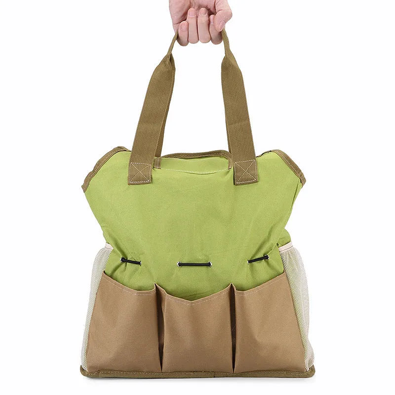 Light green 600D Oxford cloth garden flower art tool storage bag, multifunctional organiser supplied without tools.