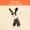 Plush puppy teething toy showing multiple animal style options including donkey, duck and elephant designs