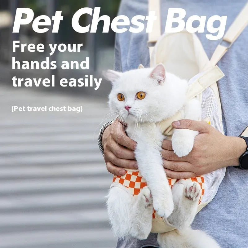 Soft grey cat carrier backpack on a white background, showing backpack straps and front mesh panel.