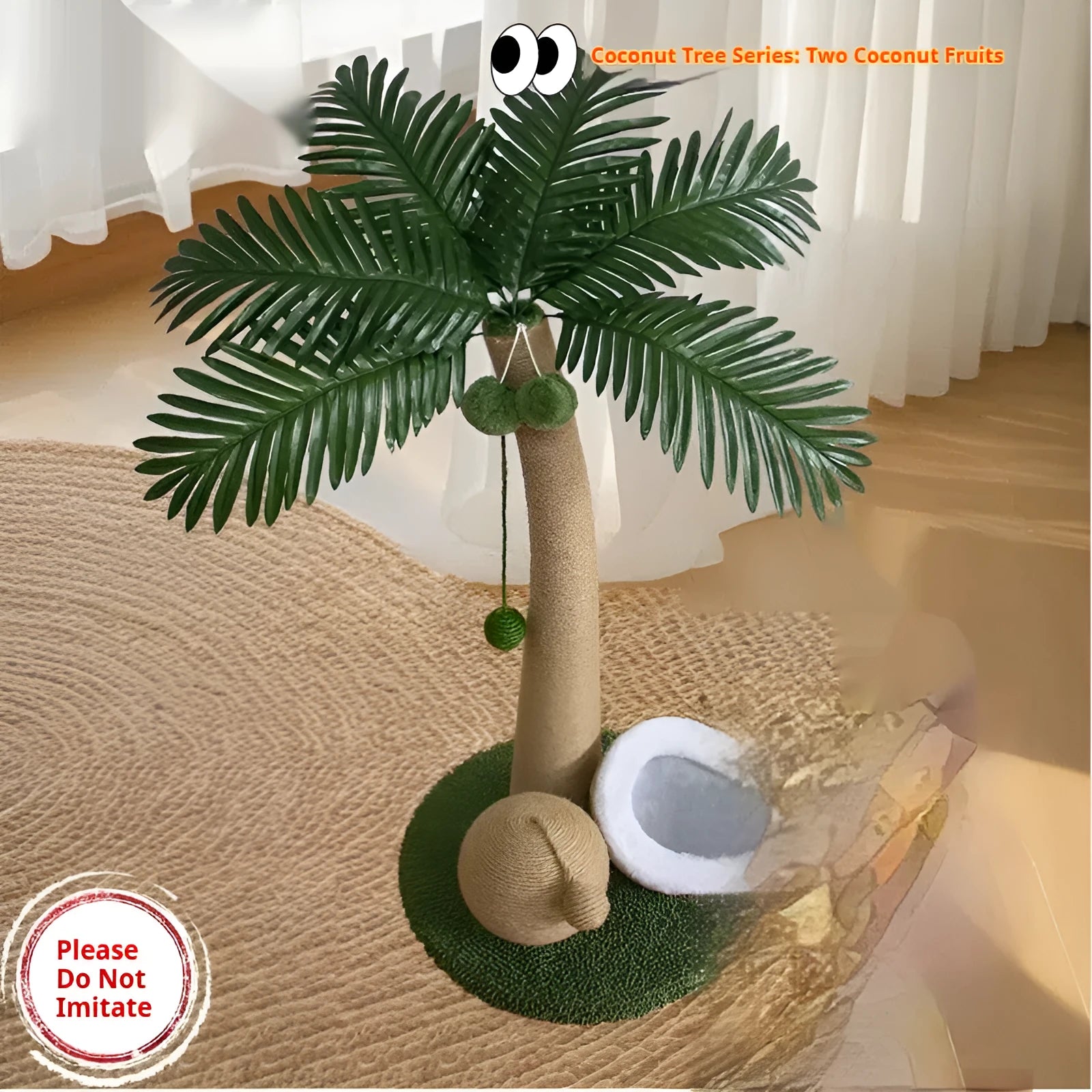 Coconut Tree Series cat scratching post 40x40x72cm in camel colour made of wood