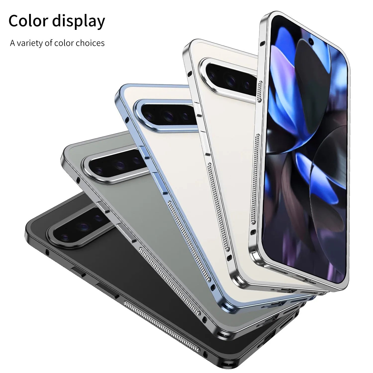 Aluminium alloy heat dissipation phone case for Google Pixel 9 Pro XL in black with separate lens case
