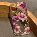 Pink purple flowers TPU air spring phone case for iPhone 12 Pro Max, transparent frosted finish