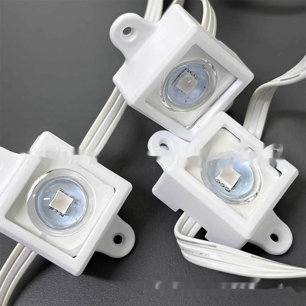 White plastic protective cover for an LED light bracket, shown with dimensions.